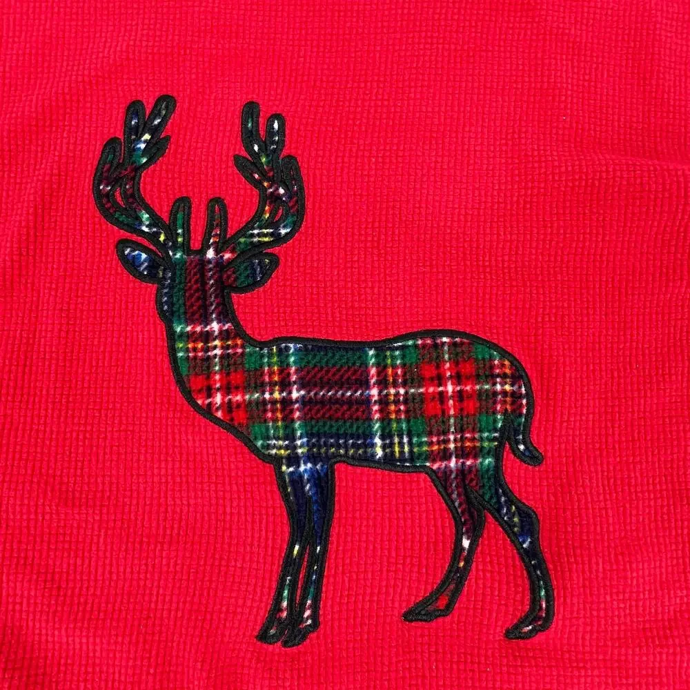 Eddie Bauer Mens Thermal Knit Red Sleep Shirt Reindeer Applique Size L